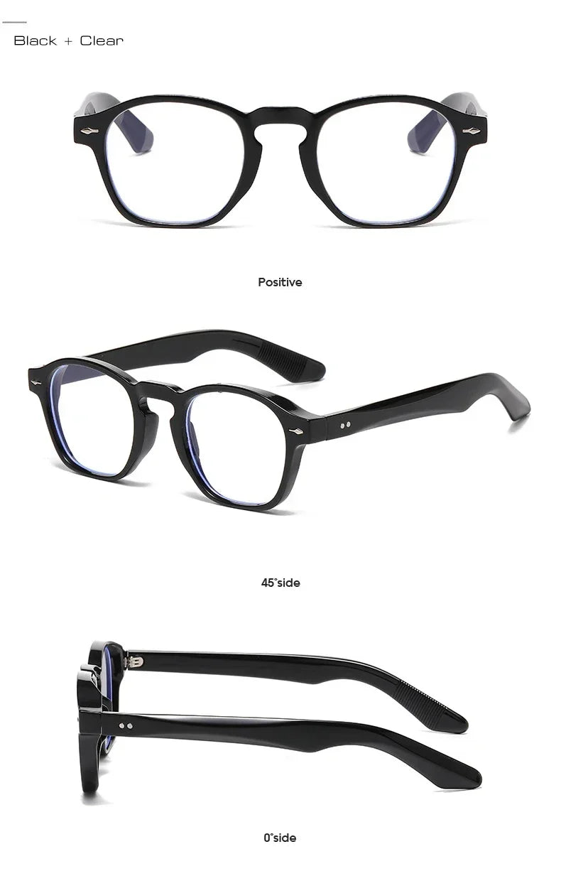 JNPCXI Retro Rivets Men Square Sunglasses Fashion Blue Green Trending Shades UV400 Women Clear Frame