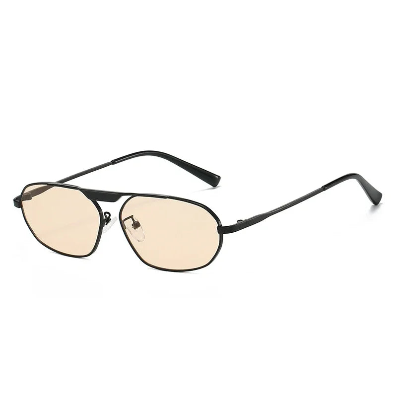 SO&EI Retro Metal Cat Eye Women Sunglasses Fashion Brand Designer Irregular Polygon Men Punk Shades UV400 Sun Glasses