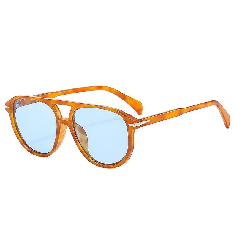 SO&EI Retro Double Bridges Pilot Men Rivets Sunglasses Fashion Brand Designer Women Luxury Sun Glasses Blue Orange Shades UV400