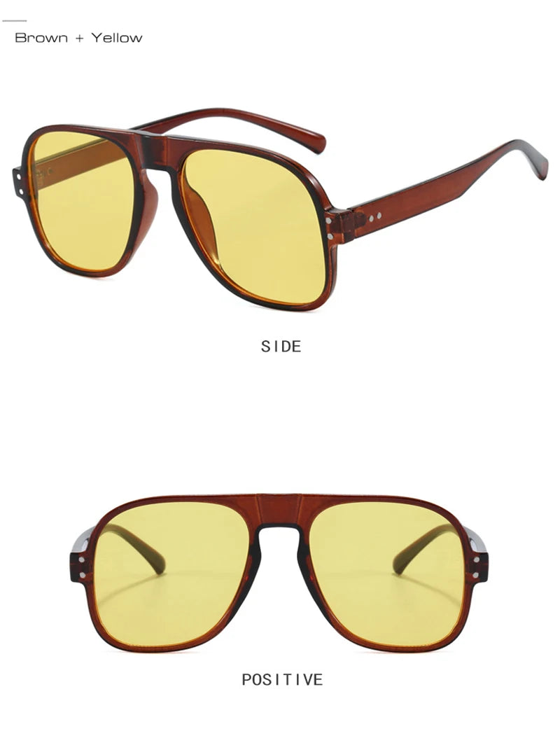 SHAUNA Fashion Pilot Men Sunglasses Retro Candy Color Shades UV400 Women Trending Rivets Sun Glasses