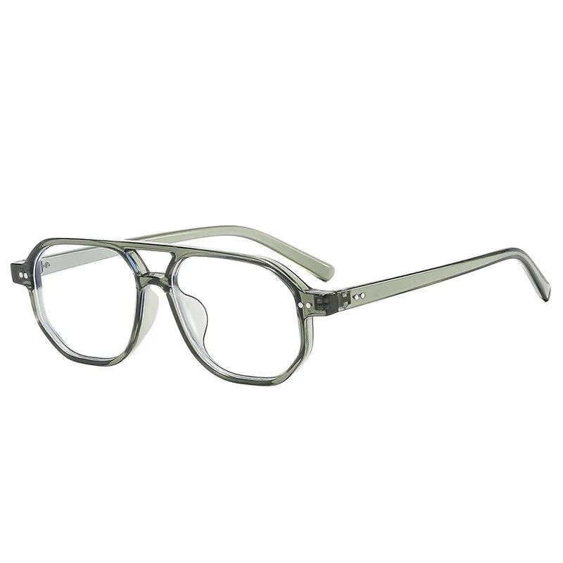 SO&EI Vintage Double Bridges Polygon Square Women Sunglasses Fashion Rivets Men Clear Ocean Lens Shades UV400 Sun Glasses