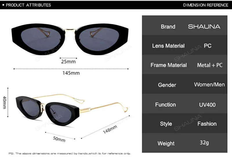 SHAUNA Retro Small Cat Eye Women Sunglasses Fashion Gradient Shades UV400 Men Yellow Sun Glasses