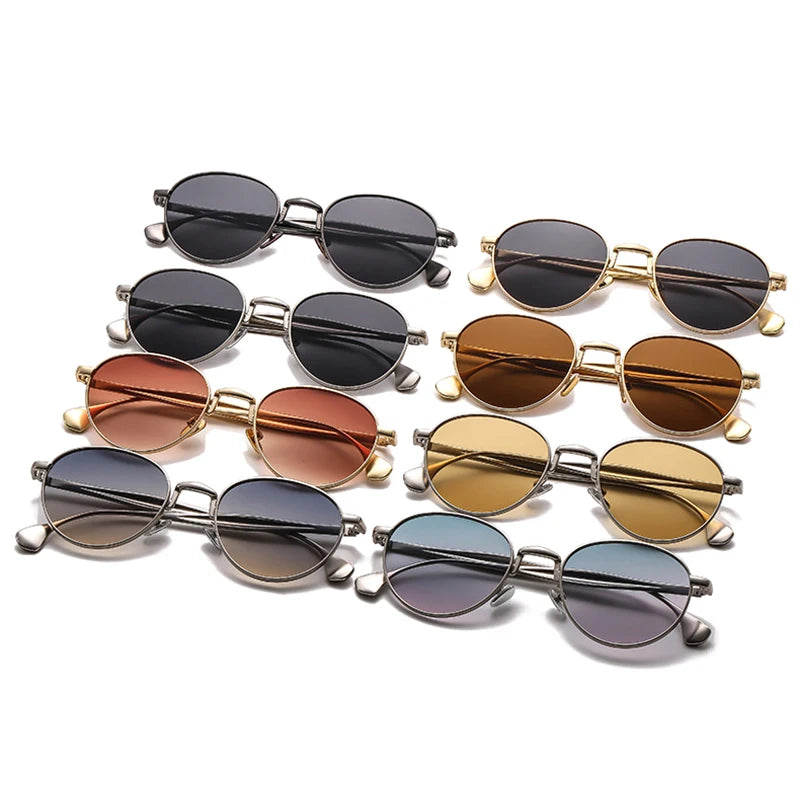 SHAUNA Retro Metal Round Punk Men Sunglasses Shades UV400 Fashion Trending Gradient Women Sun Glasses