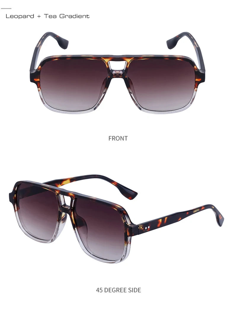 SHAUNA Retro Double Bridges Square Women Gradient Sunglasses Shades UV400 Fashion Rivets Decoration Men Sun Glasses