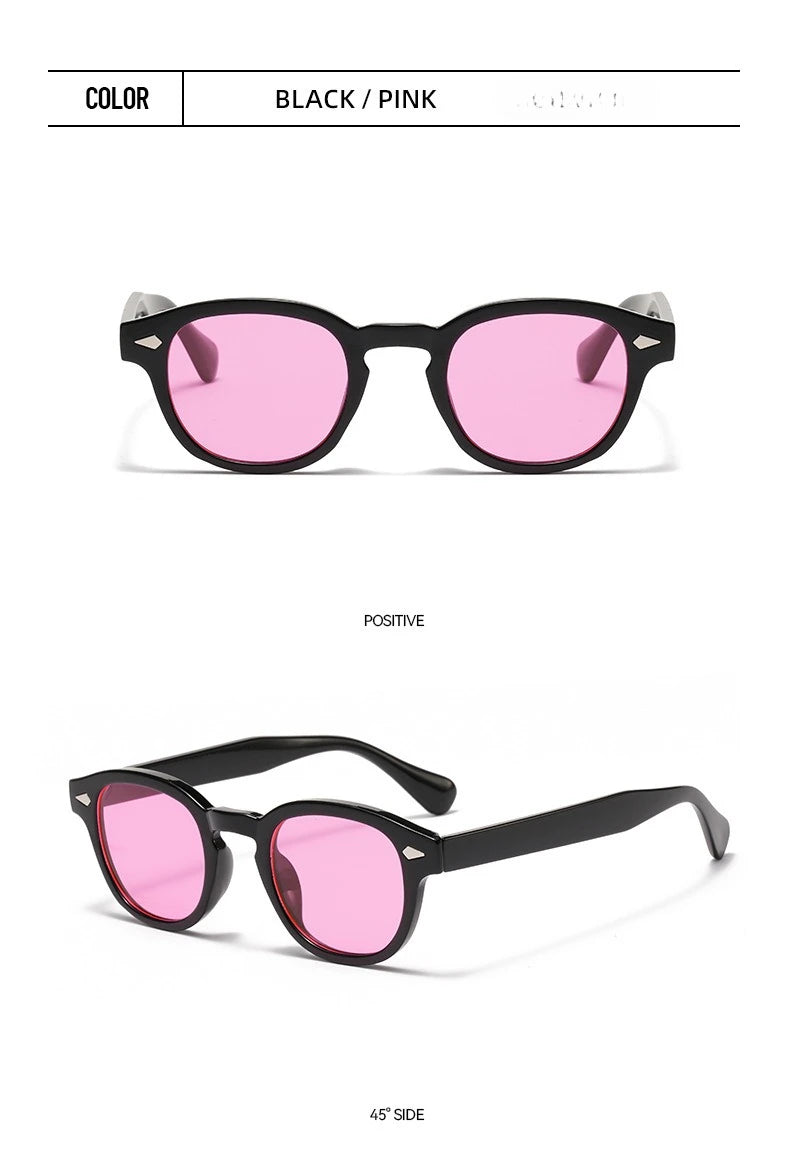 JNPCXI Vintage Round Sunglasses Women Men Retro Rivet Blue Gradient Female Sun Glasses UV400