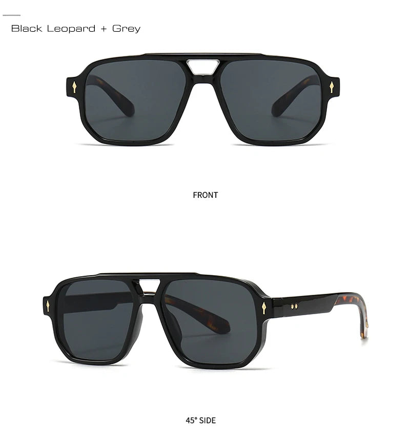 SHAUNA Retro Double Bridges Square Sunglasses Women Gradient Shades UV400 Fashion Brand Designer Rivets Men Sun Glasses