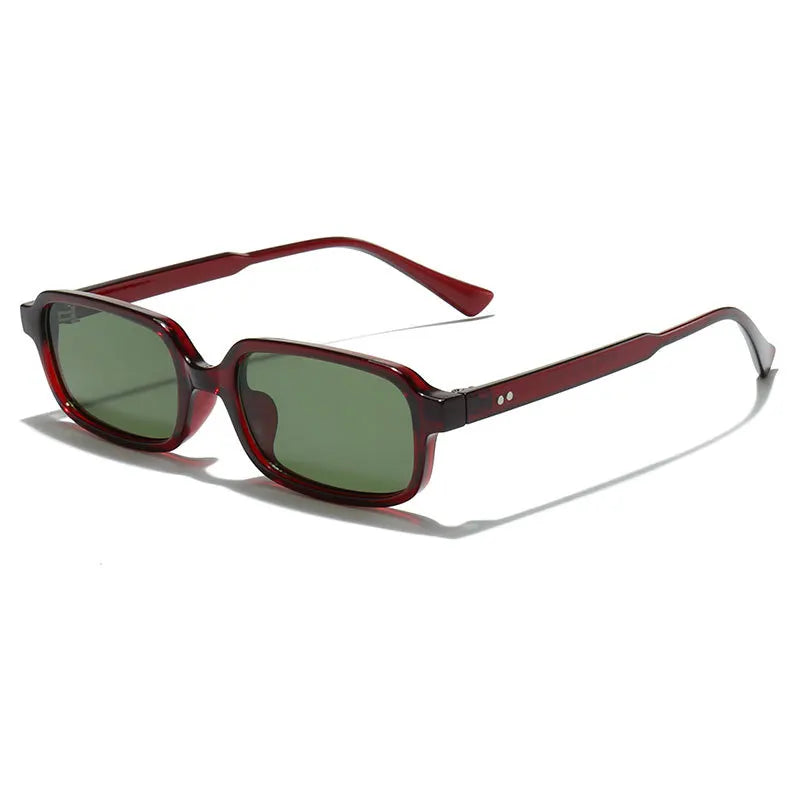 SO&EI Retro Rivets Small Rectangle Sunglasses Women Brand Designer Men Gradient Sun Glasses UV400