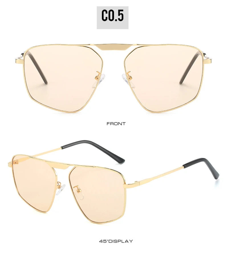 SHAUNA Retro Metal Polygon Square Sunglasses Women Fashion Champagne Shades UV400 Men Sun Glasses