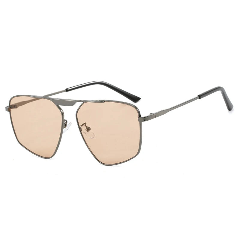 SHAUNA Retro Metal Polygon Square Sunglasses Women Fashion Champagne Shades UV400 Men Sun Glasses