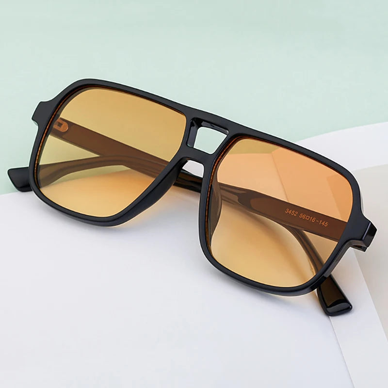 SHAUNA Retro Double Bridges Square Women Gradient Sunglasses Shades UV400 Fashion Rivets Decoration Men Sun Glasses