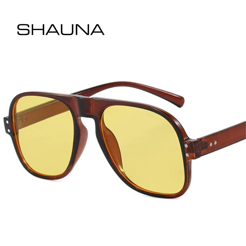 SHAUNA Fashion Pilot Men Sunglasses Retro Candy Color Shades UV400 Women Trending Rivets Sun Glasses