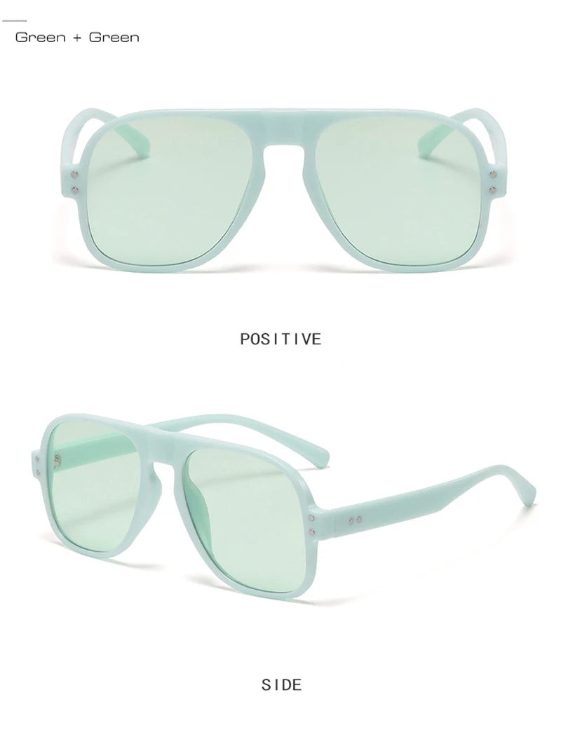 SHAUNA Fashion Pilot Men Sunglasses Retro Candy Color Shades UV400 Women Trending Rivets Sun Glasses