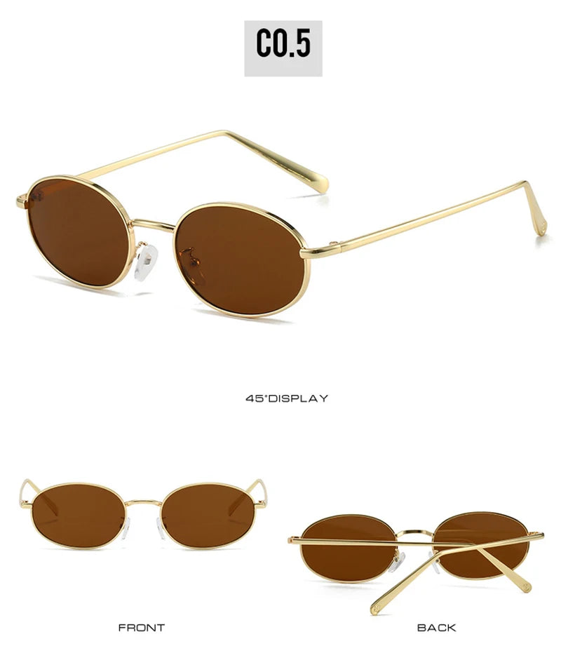SHAUNA Retro Small Oval Metal Frame Women Sunglasses UV400 Men Punk Sun Glasses
