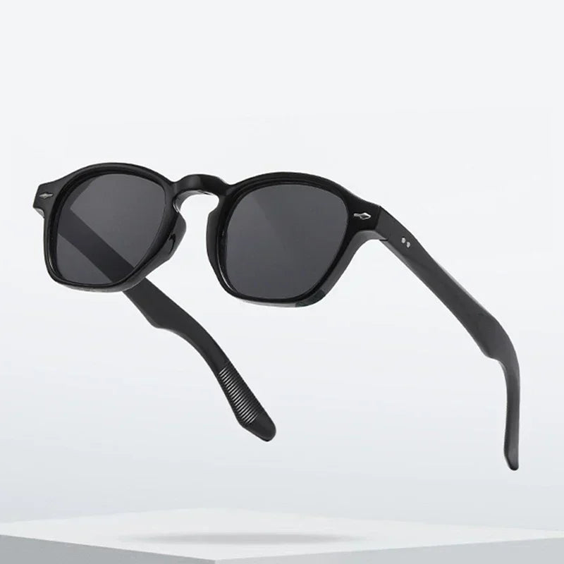 JNPCXI Retro Rivets Men Square Sunglasses Fashion Blue Green Trending Shades UV400 Women Clear Frame