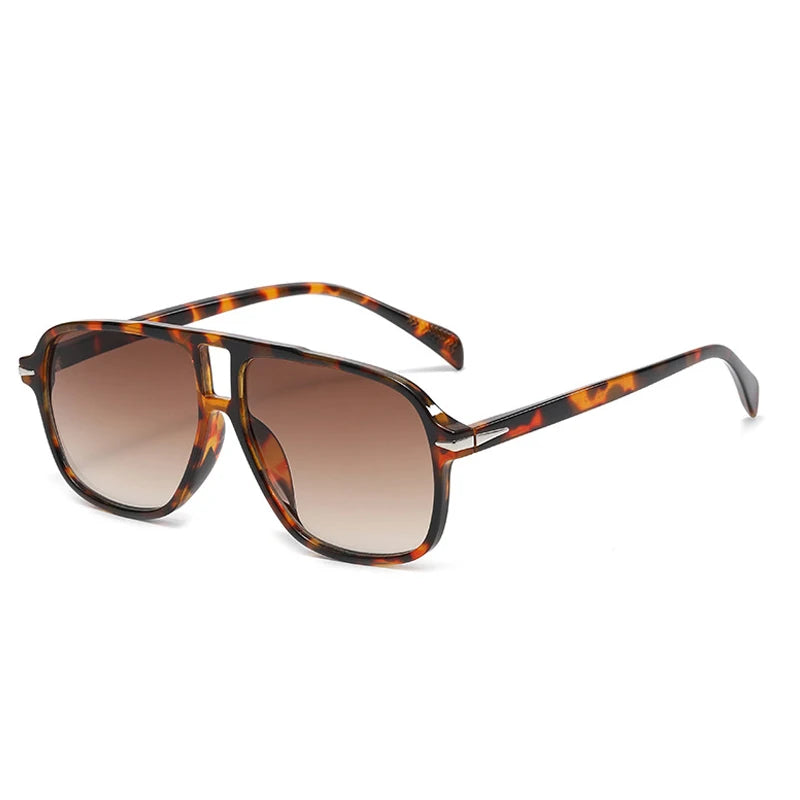 SO&EI Fashion Double Bridges Men Pilot Sunglasses Retro Clear Blue Shades UV400 Women Trending Square Rivets Sun Glasses