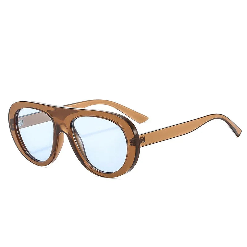 SO&EI Vintage Pilot Men Candy Color Sunglasses Fashion Leopard Shades UV400 Women Trending Punk Sun Glasses