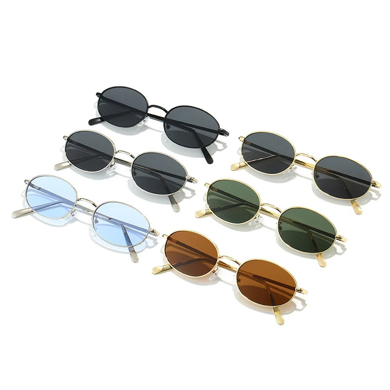 SHAUNA Retro Small Oval Metal Frame Women Sunglasses UV400 Men Punk Sun Glasses