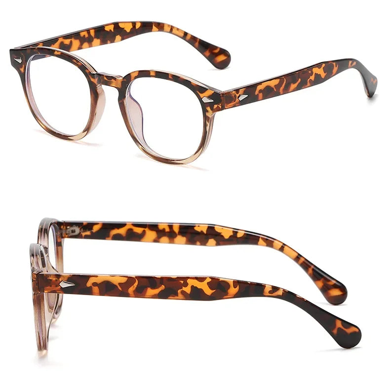 JNPCXI Quality New Retro Round Sunglasses Women Fashion Rivets Decoration Shades UV400 Men Punk Leopard Sun Glasses