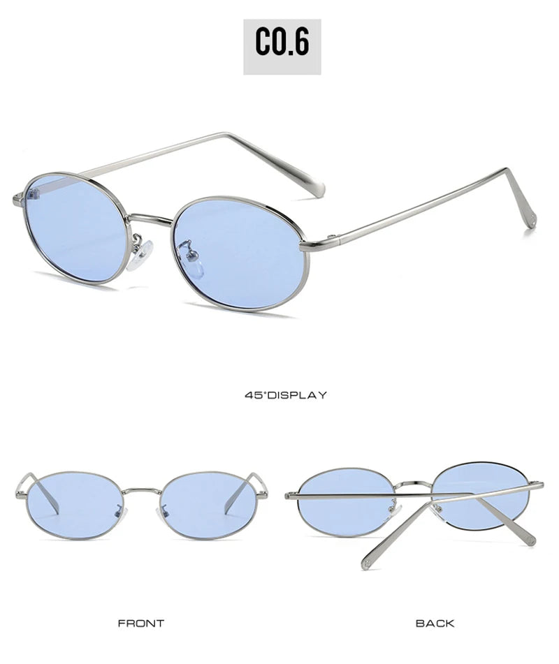 SHAUNA Retro Small Oval Metal Frame Women Sunglasses UV400 Men Punk Sun Glasses