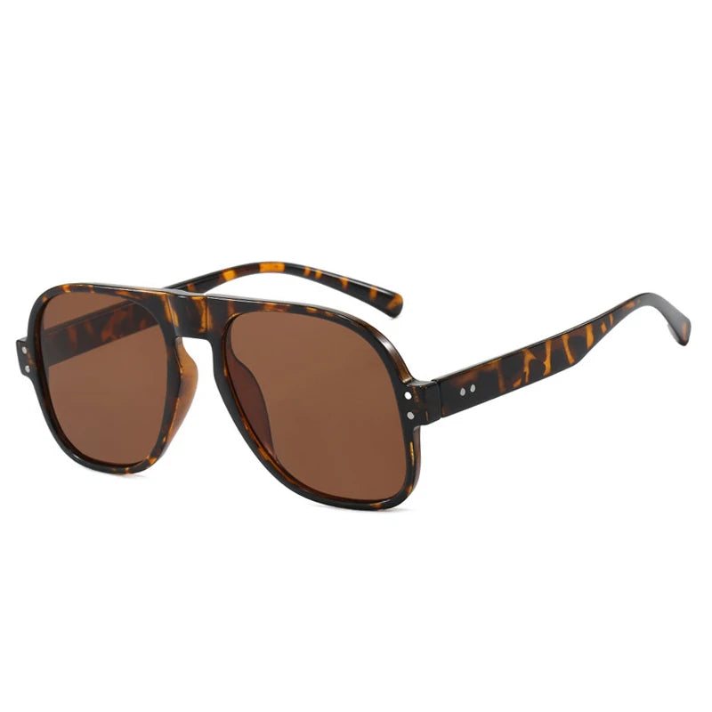 SO&EI Ins Popular Fashion Men Pilot Sunglasses Shades UV400 Retro Yellow Orange Women Trending Rivets Sun Glasses