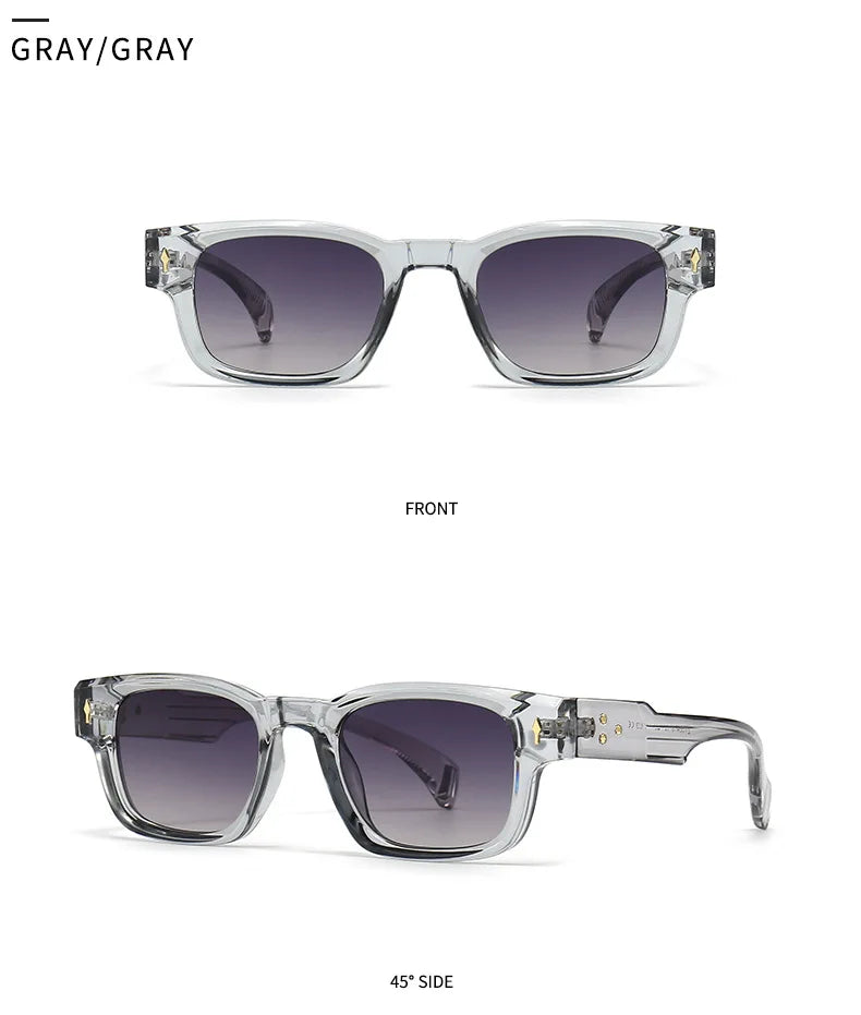 SHAUNA Retro Rivets Sunglasses Brand Designer Trending Rectangle Sun Glasses UV400