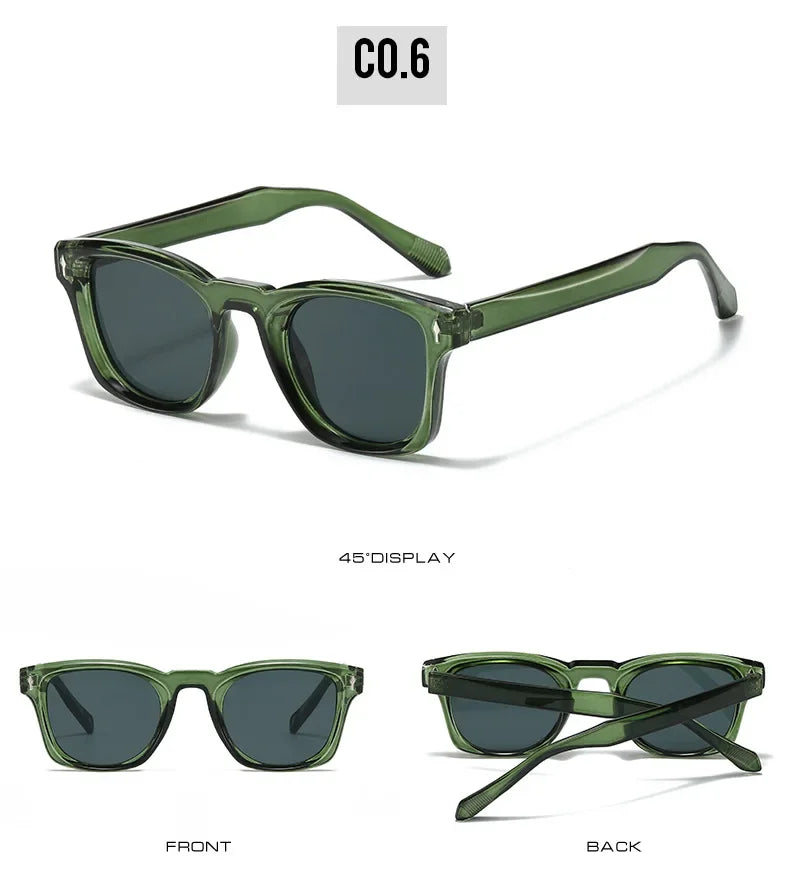 JNPCXI Retro Rivets Square Sunglasses Women Fashion Gradient Shades UV400 Men Green Black Sun Glasses