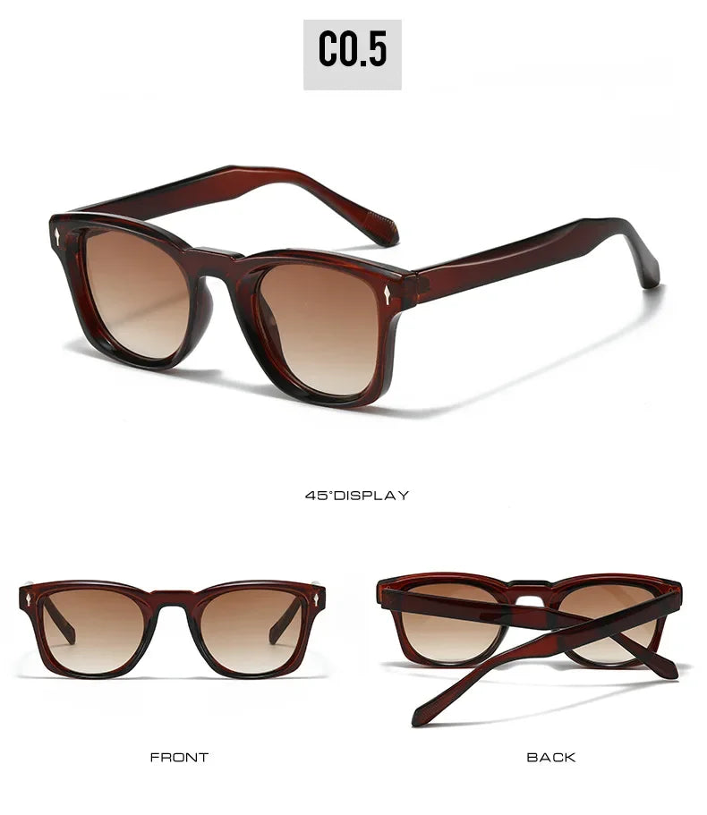 JNPCXI Retro Rivets Square Sunglasses Women Fashion Gradient Shades UV400 Men Green Black Sun Glasses