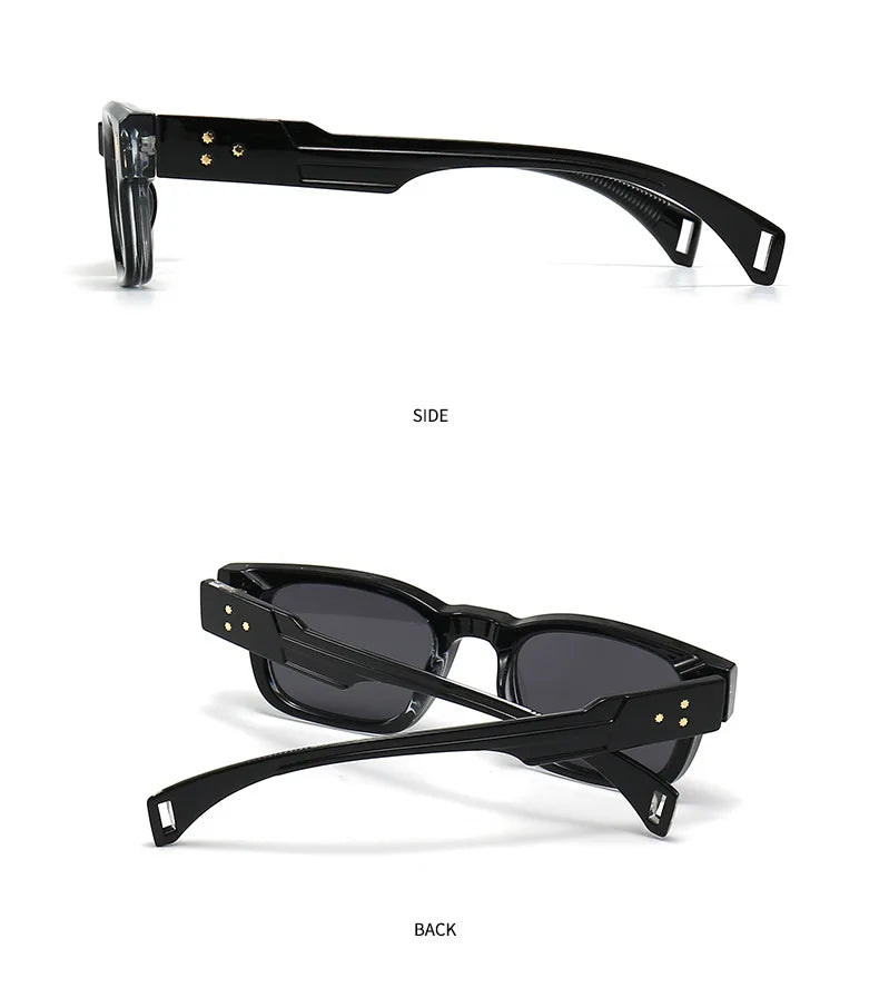 SHAUNA Retro Rivets Sunglasses Brand Designer Trending Rectangle Sun Glasses UV400