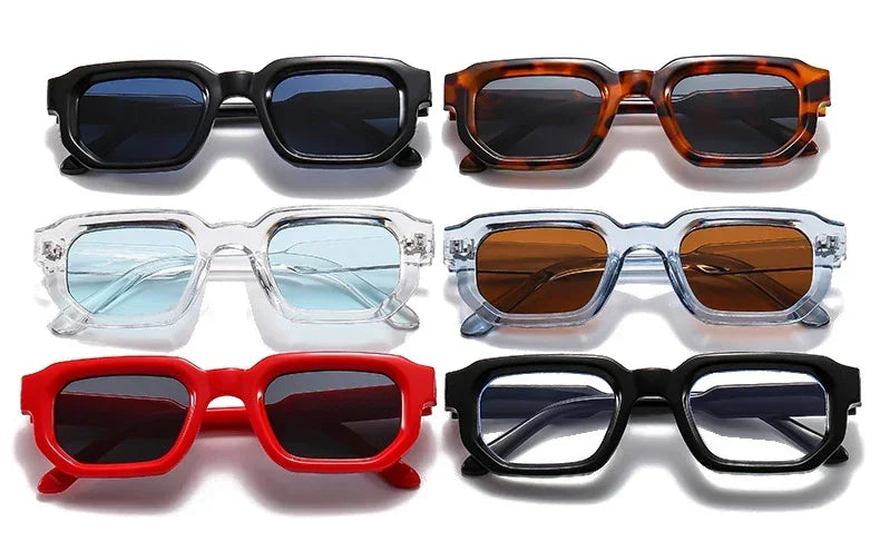 JNPCXI Fashion Blue Square Sunglasses For Women Men Retro Luxury Designer Clear Lens Sun Glasses Shades UV400 Eyeglasses