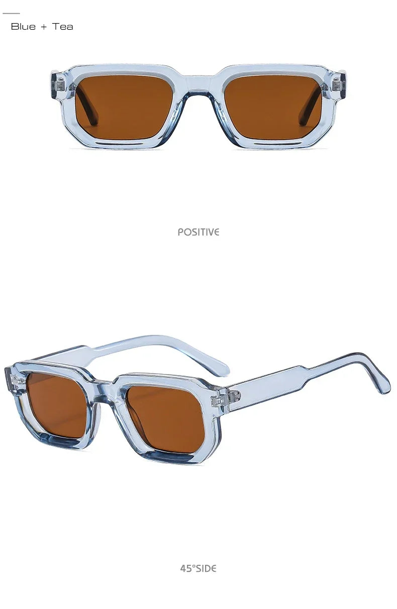 JNPCXI Fashion Blue Square Sunglasses For Women Men Retro Luxury Designer Clear Lens Sun Glasses Shades UV400 Eyeglasses