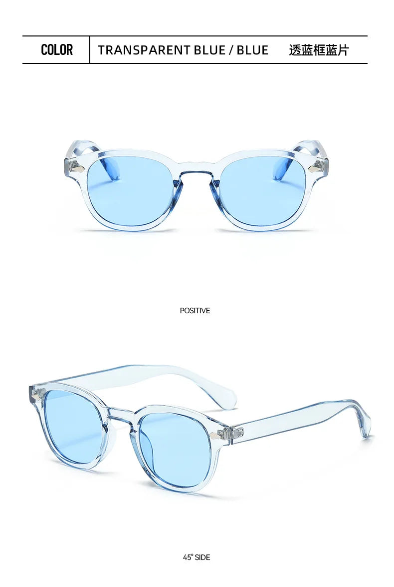 JNPCXI Vintage Round Sunglasses Women Men Retro Rivet Blue Gradient Female Sun Glasses UV400