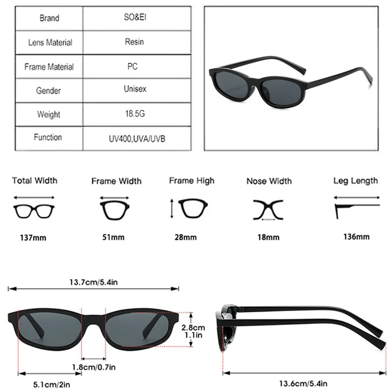 SO&EI Fashion Small Cat Eye Women Sunglasses Retro Yellow Blue Shades UV400 Men Trending Sun Glasses