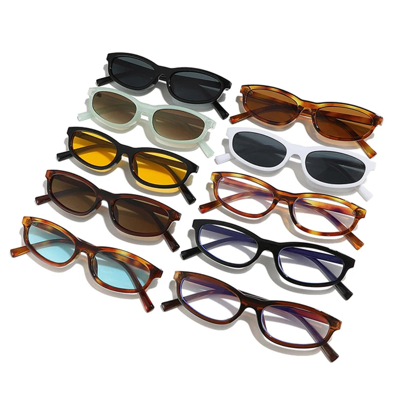 SO&EI Fashion Small Cat Eye Women Sunglasses Retro Yellow Blue Shades UV400 Men Trending Sun Glasses