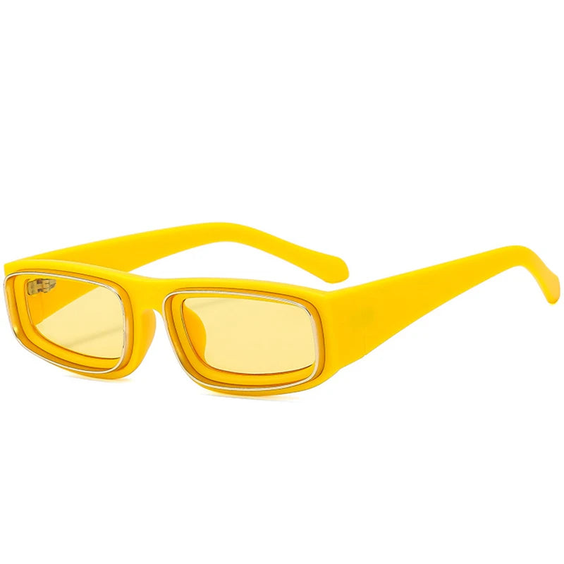 SHAUNA Fashion Rectangle Sunglasses Women Vintage Yellow Orange Eyewear Men Shades UV400