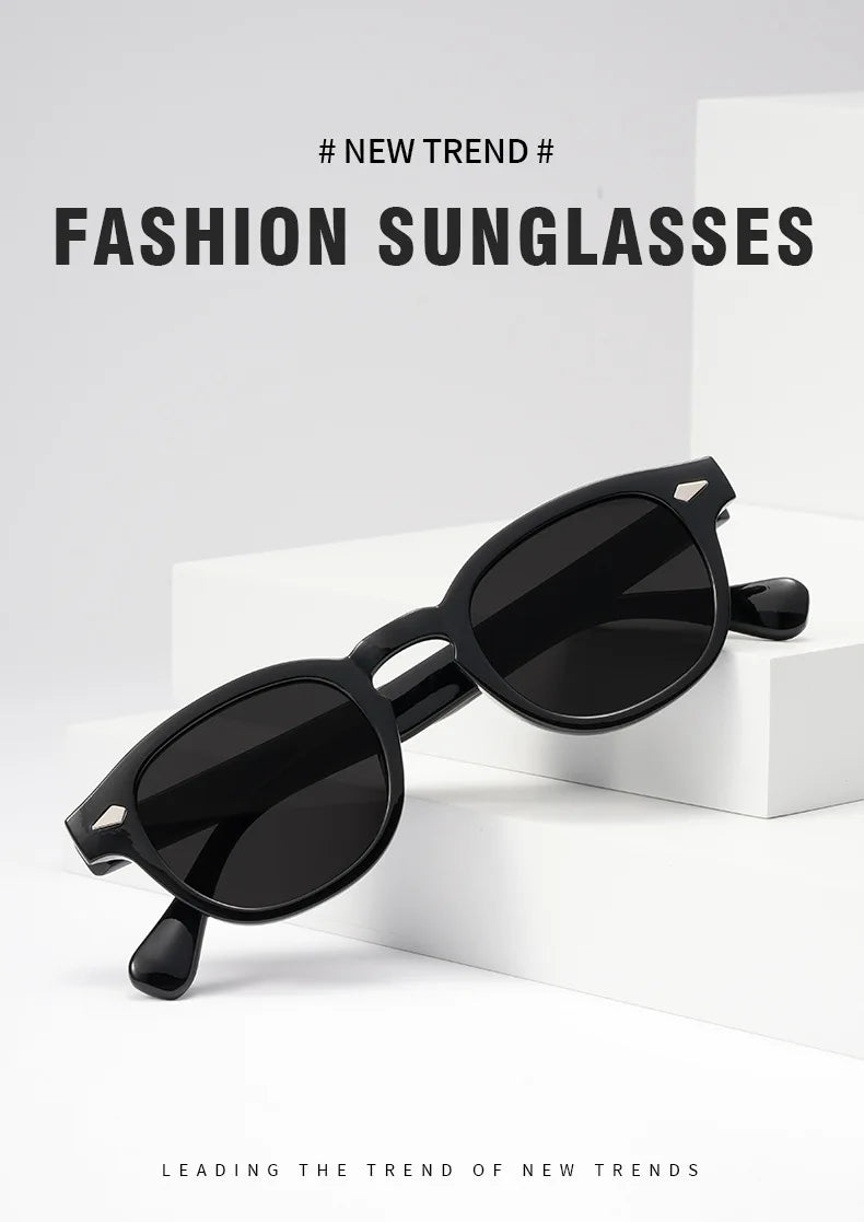 JNPCXI Vintage Round Sunglasses Women Men Retro Rivet Blue Gradient Female Sun Glasses UV400