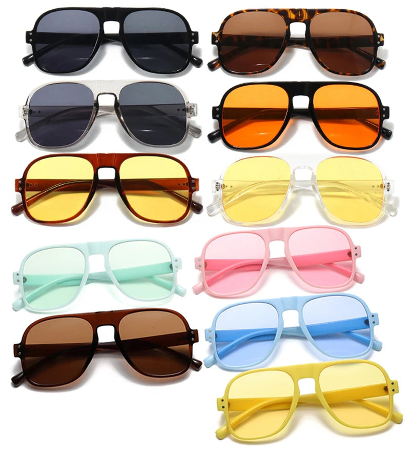 SHAUNA Fashion Pilot Men Sunglasses Retro Candy Color Shades UV400 Women Trending Rivets Sun Glasses