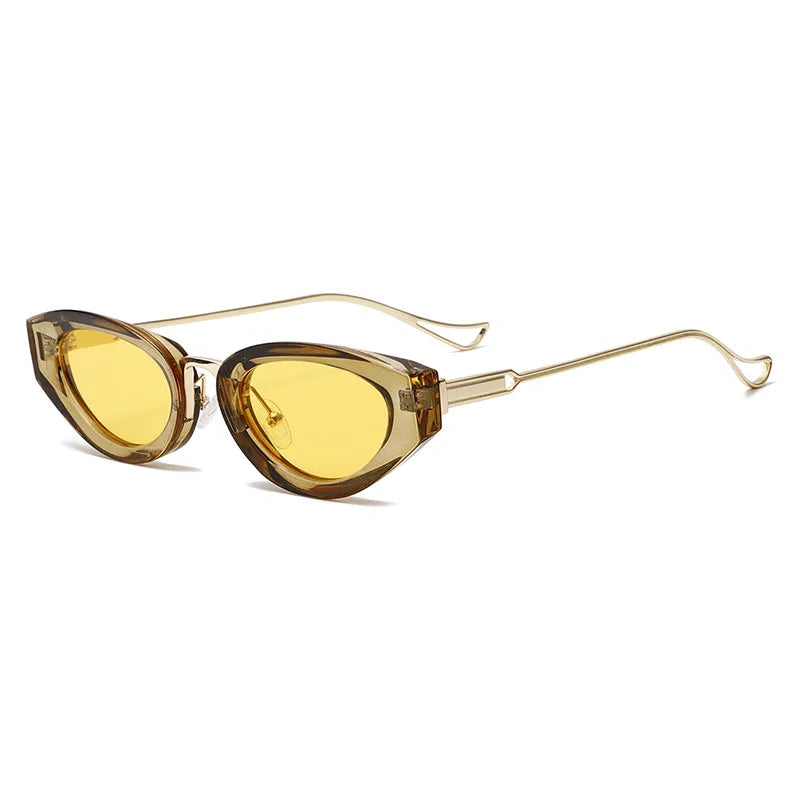 SHAUNA Retro Small Cat Eye Women Sunglasses Fashion Gradient Shades UV400 Men Yellow Sun Glasses