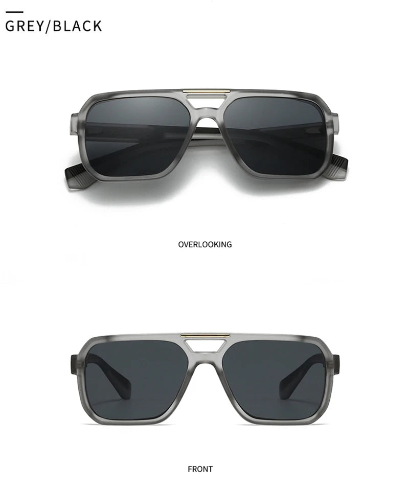 SHAUNA Retro Rivets Double Bridges Men Square Sunglasses Shades UV400 Fashion Women Luxury Blue Green Sun Glasses