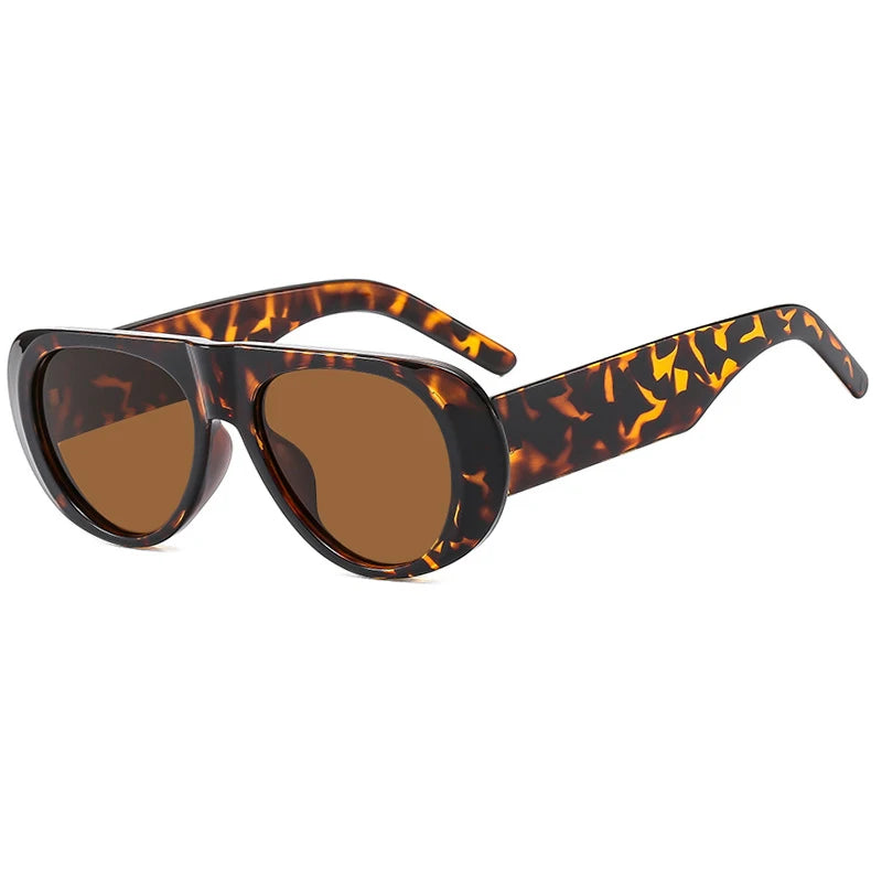 SO&EI Ins Popular Fashion Pilot Women Sunglasses Retro Blue Green Shades UV400 Men Trending Wide Legs Sun Glasses