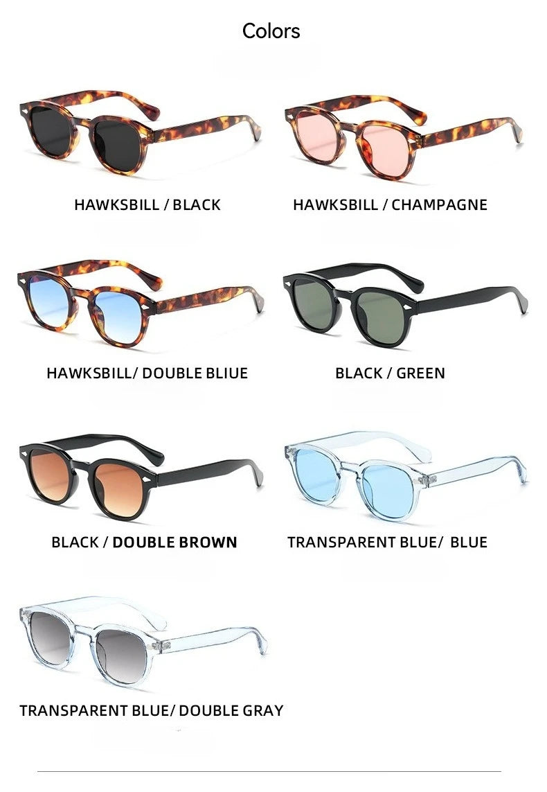 JNPCXI Vintage Round Sunglasses Women Men Retro Rivet Blue Gradient Female Sun Glasses UV400