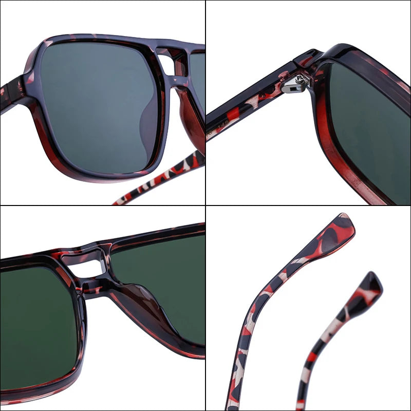 SHAUNA Retro Double Bridges Square Women Gradient Sunglasses Shades UV400 Fashion Rivets Decoration Men Sun Glasses