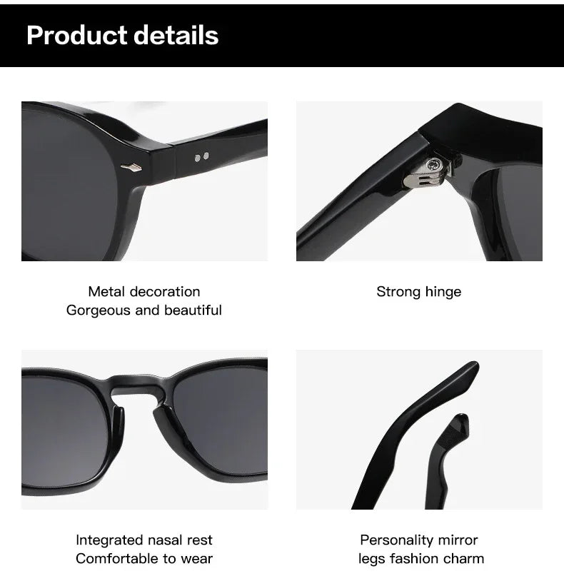 JNPCXI Retro Rivets Men Square Sunglasses Fashion Blue Green Trending Shades UV400 Women Clear Frame