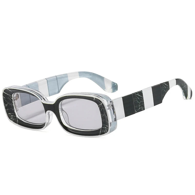 SO&EI Retro Colorful Rectangle Women Sunglasses Fashion Candy Color Shades UV400 Men Clear Gradient Square Sun Glasses