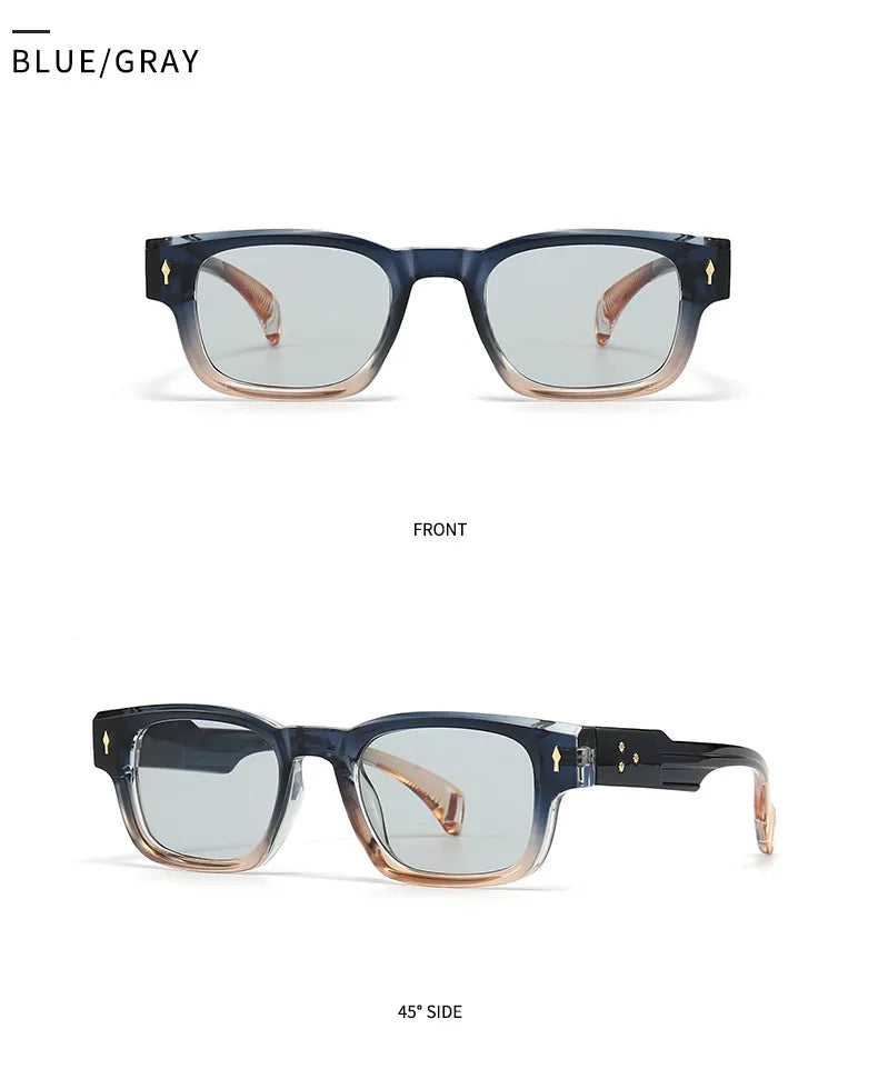 SHAUNA Retro Rivets Sunglasses Brand Designer Trending Rectangle Sun Glasses UV400