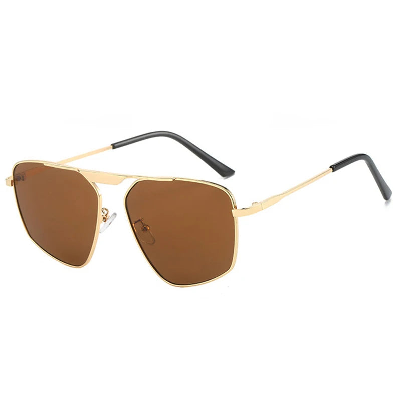 SHAUNA Retro Metal Polygon Square Sunglasses Women Fashion Champagne Shades UV400 Men Sun Glasses