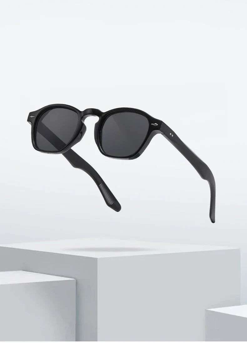 JNPCXI Retro Rivets Men Square Sunglasses Fashion Blue Green Trending Shades UV400 Women Clear Frame