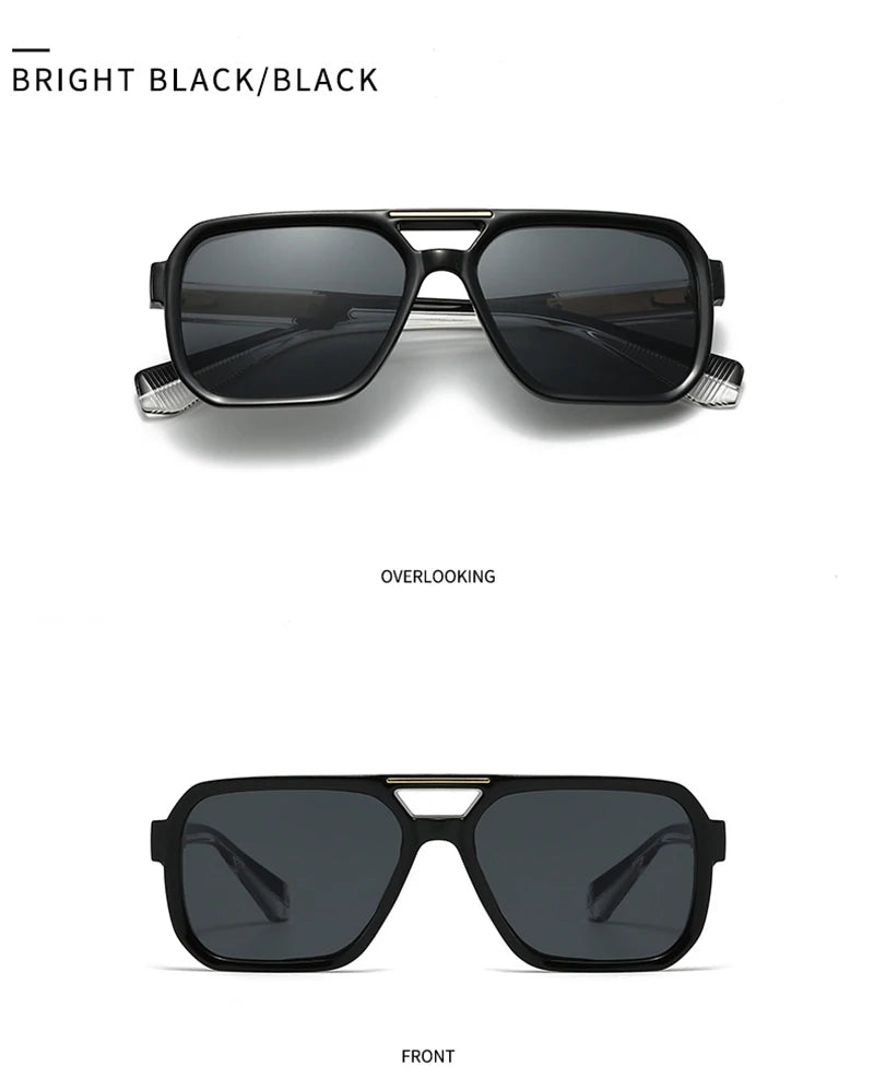 SHAUNA Retro Rivets Double Bridges Men Square Sunglasses Shades UV400 Fashion Women Luxury Blue Green Sun Glasses