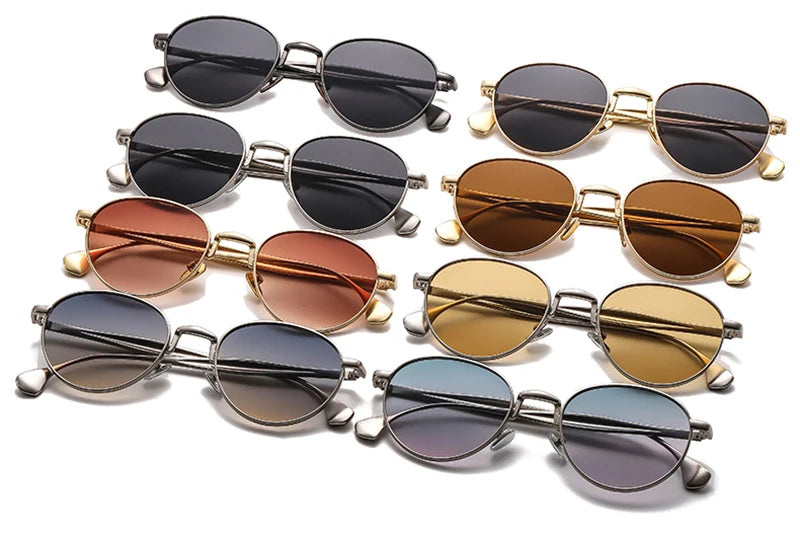 SHAUNA Retro Metal Round Punk Men Sunglasses Shades UV400 Fashion Trending Gradient Women Sun Glasses