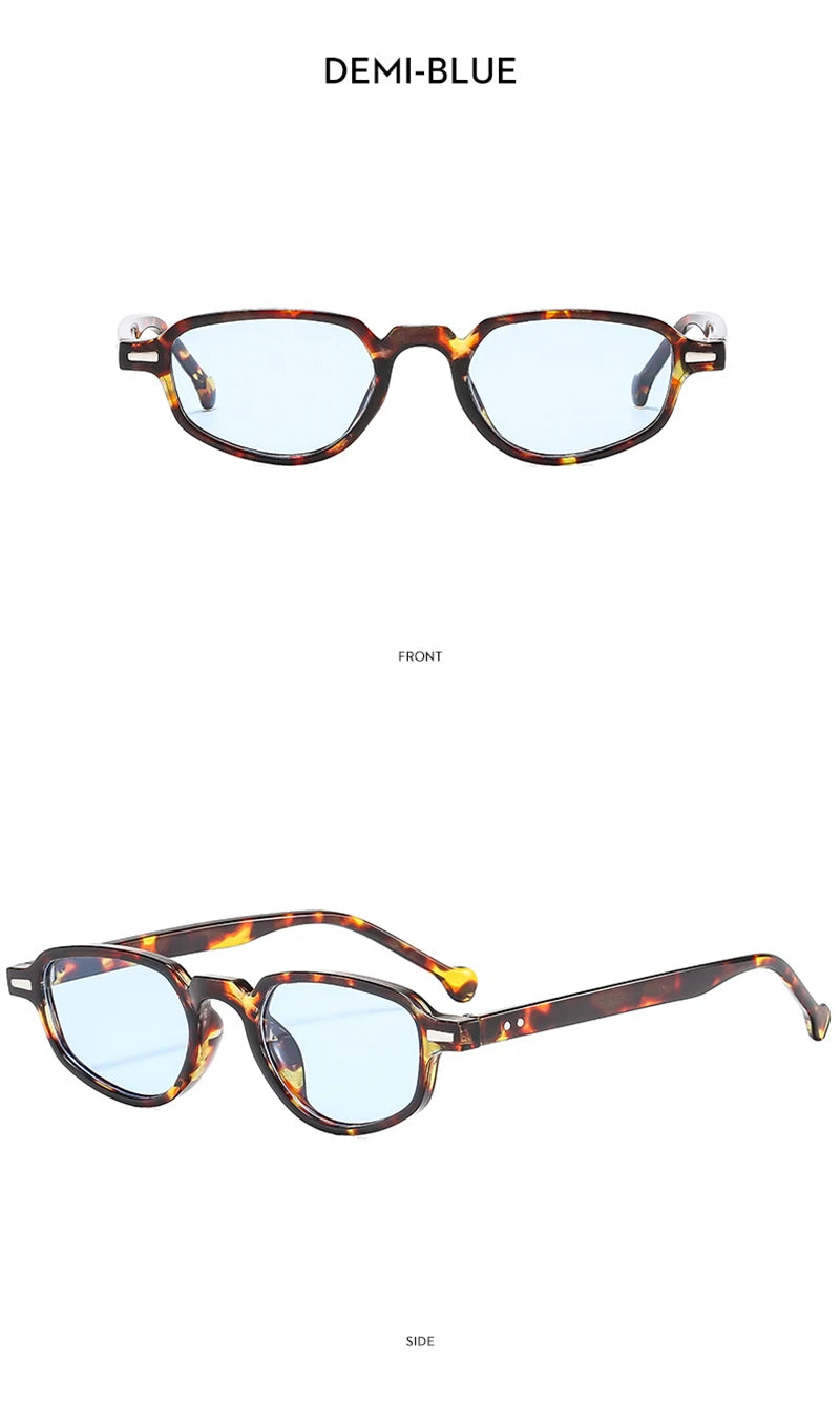 SHAUNA Ins Popular Fashion Small Cat Eye Women Sunglasses Retro Clear Ocean Lens Shades UV400 Men Rivets Sun Glasses