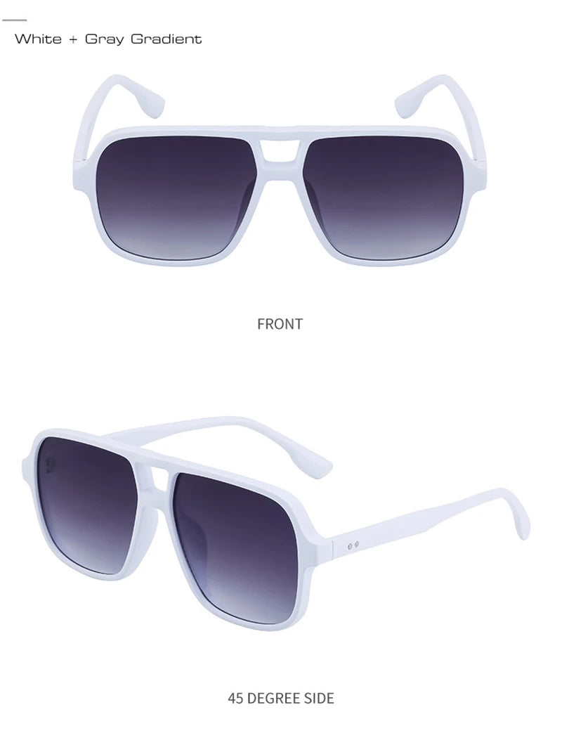 SHAUNA Retro Double Bridges Square Women Gradient Sunglasses Shades UV400 Fashion Rivets Decoration Men Sun Glasses